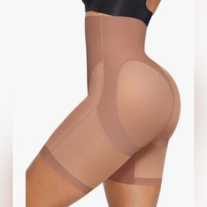 Shapellx Shapewear Tummy Control Butt Lifting High Waist Shaping Shorts Brown S